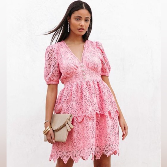 Vici Dresses & Skirts - Vici pink lace dress by Just Me size Medium